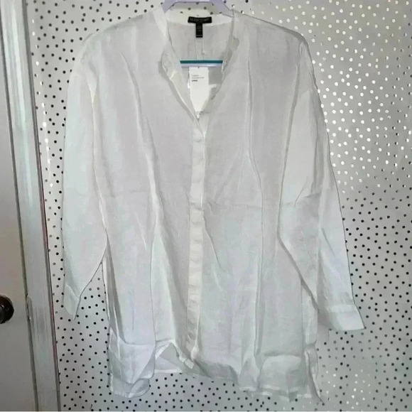 Eileen Fisher White Mandarín Top - Picture 1 of 5